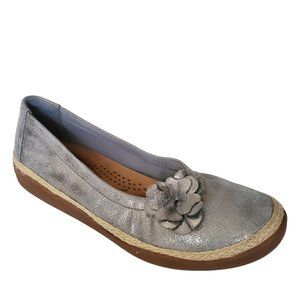 Clarks Eliana Jade Metallic Skimmer Slip-On Leather Loafers NIB